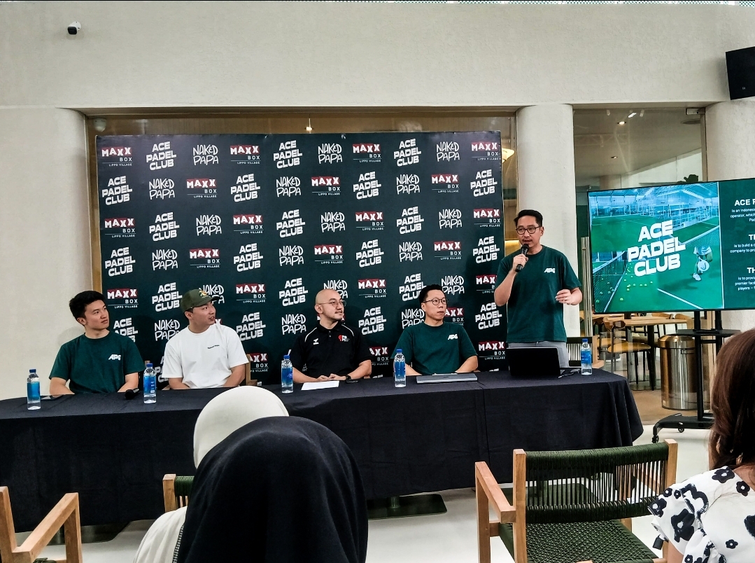 Konferensi pers pembukaan Ace Padel Club di MaxxBox Lippo Village Karawaci, Rabu (10/12/2035). (tangselpos.id/lim)