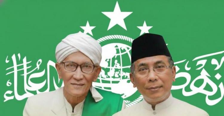 Rais Aam PBNU KH Miftachul Akhyar (kiri) dan Ketua Umum PBNU KH Yahya Cholil Staquf (kanan). Foto: Ist