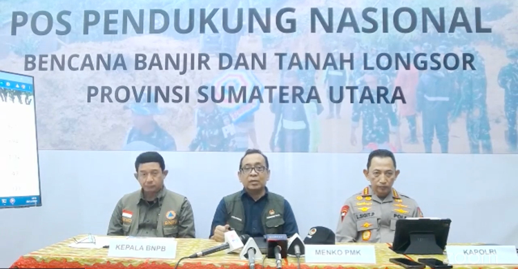 Menko PMK Pratikno saat jumpa pers di Sibolga, Sumatera Utara. Foto : Ist