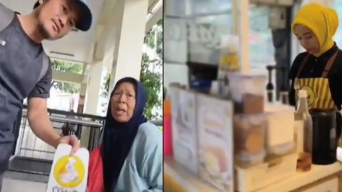 Seoranng nenek ditolak saat akan membayar dengan menggunakan uang cash. Foto : Ist