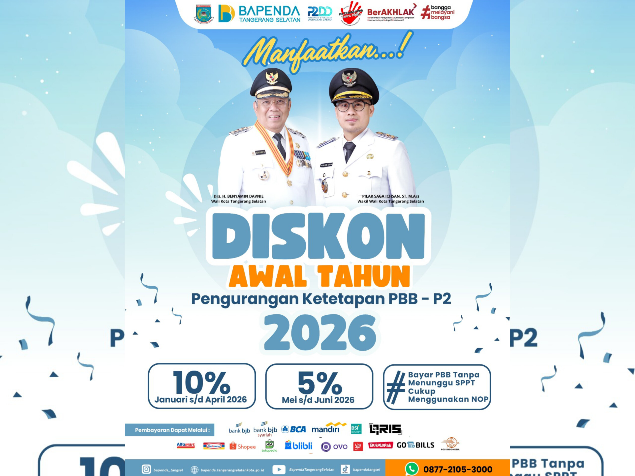 Periode Januari hingga April, kami berikan diskon sebesar 10 persen. (Dok. Bapenda Tangsel)