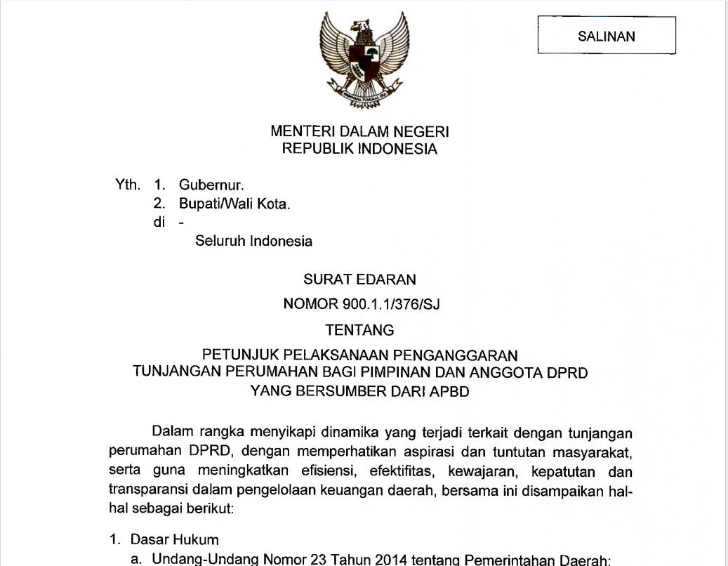 Tangkapan layan SE Mendagri Nomor 900.1.1/376/SJ.(Ari Supriadi/tangselps.id)