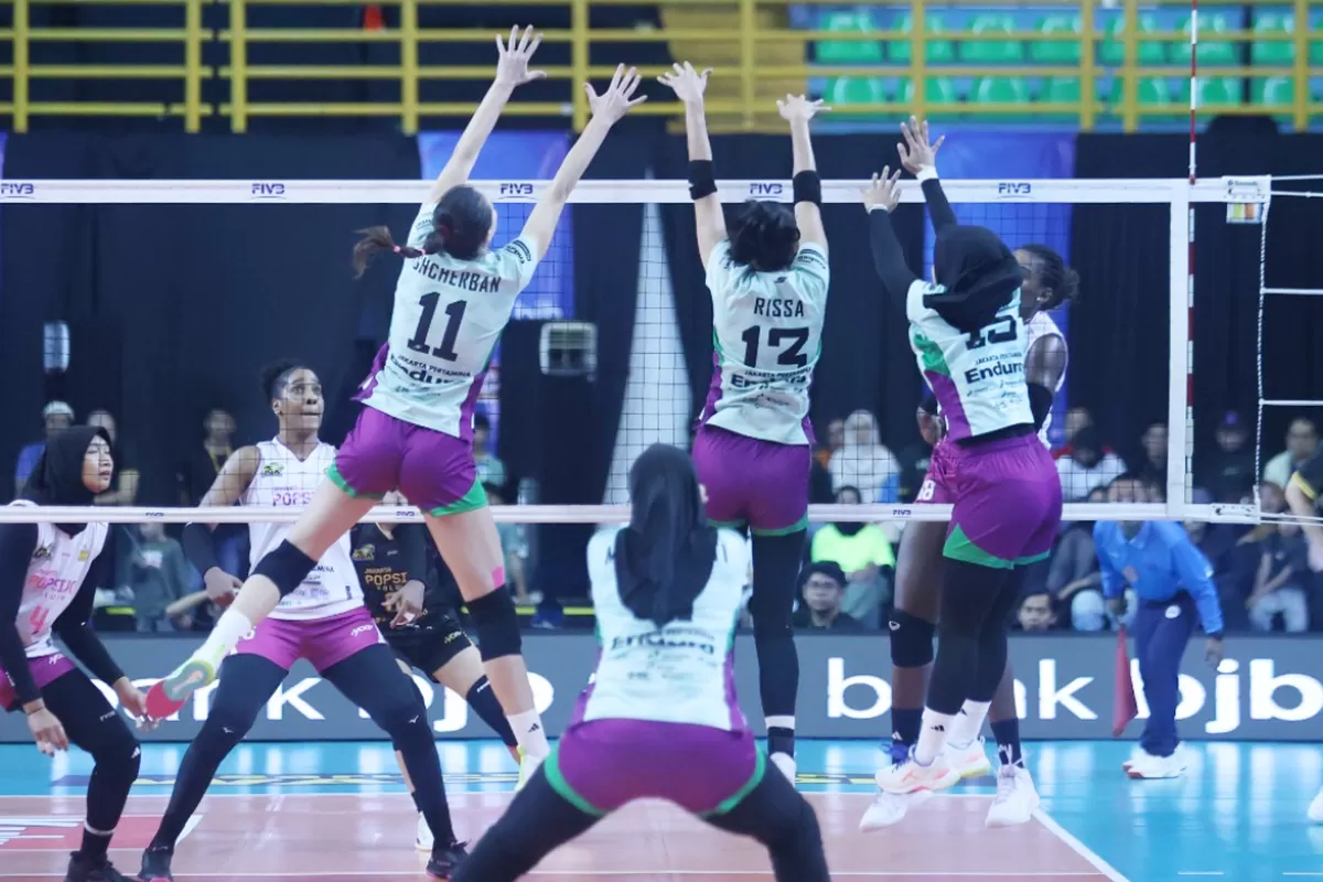Laga Proliga Putri 2026 Pertamina Enduro vs Popsivo Polwan. Foto : Ist