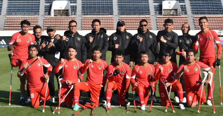 Timnas Sepak Bola Amputasi Indonesia pada ajang Amputee Football International Challenge Cup (ICC) 2026. Foto : Ist
