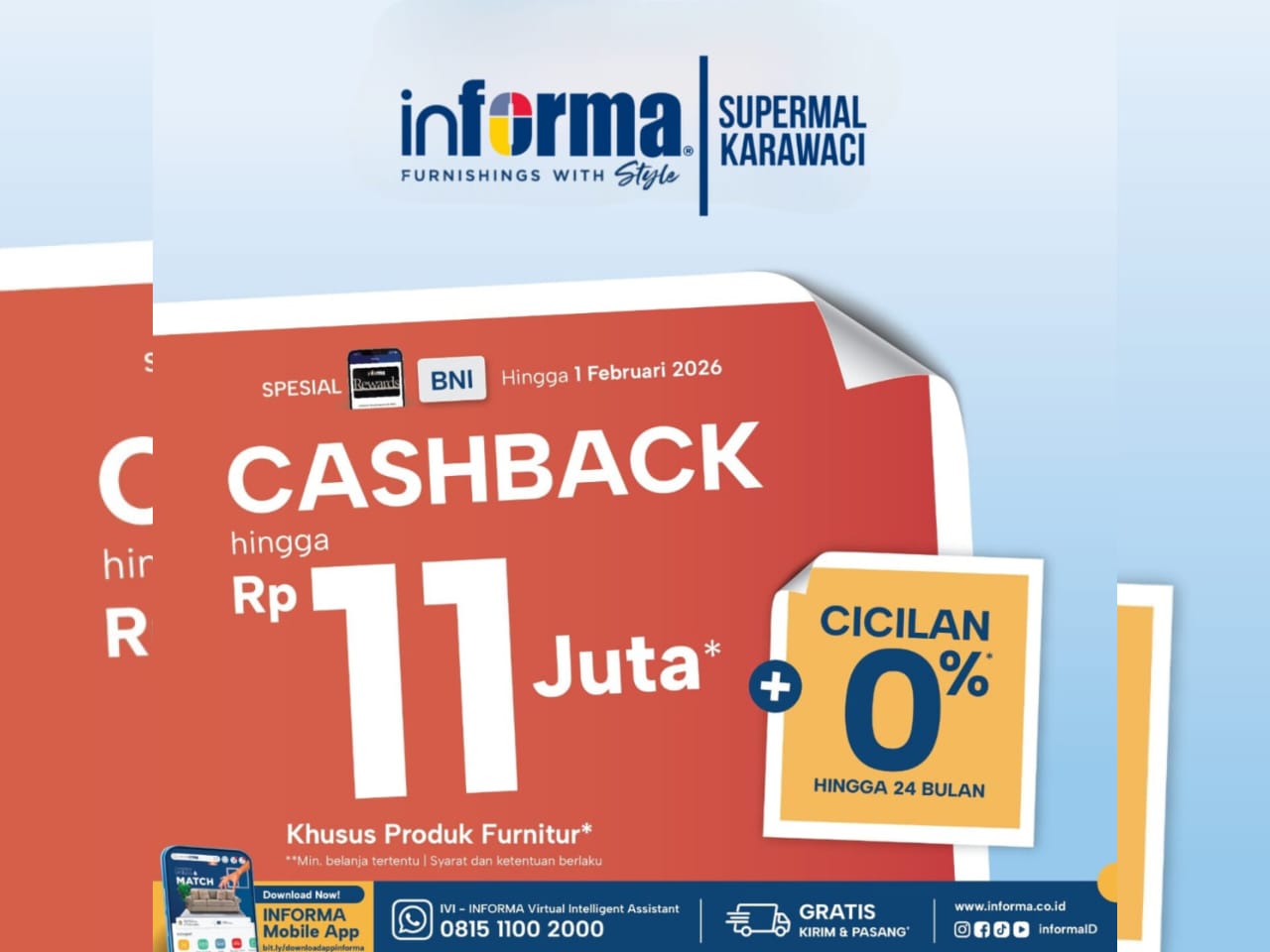 INFORMA hadirkan program “Upgrade Nyamanmu #mulaidariINFORMA” hingga 3 Februari 2026. Dapatkan promo spesial dan inspirasi furnitur untuk wujudkan hunian nyaman dan estetik di awal tahun. (Dok. Informa)
