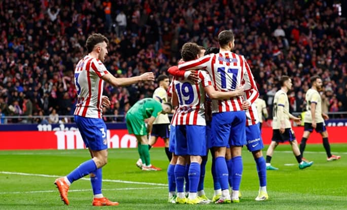 Selebrasi Atlético Madrid usai menggasak Barca 4-0. Foto : Ist