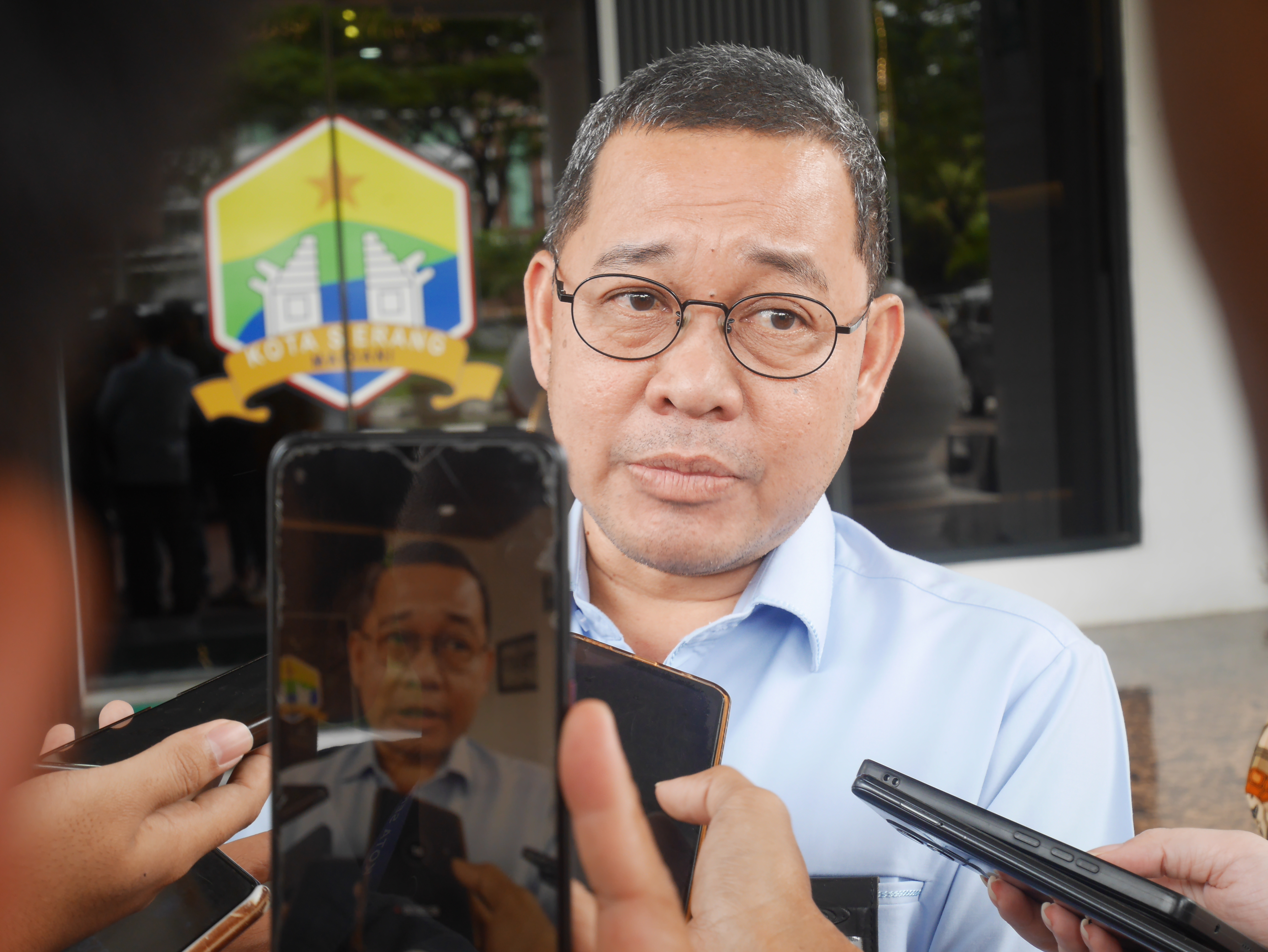 Kepala Perwakilan BPKP Provinsi Banten, Rusdy Sopyan, saat menyampaikan keterangan pers, di Puspemkot Serang, Kamis (26/2/2026) siang.(Ari Supriadi/tangselpos.id)