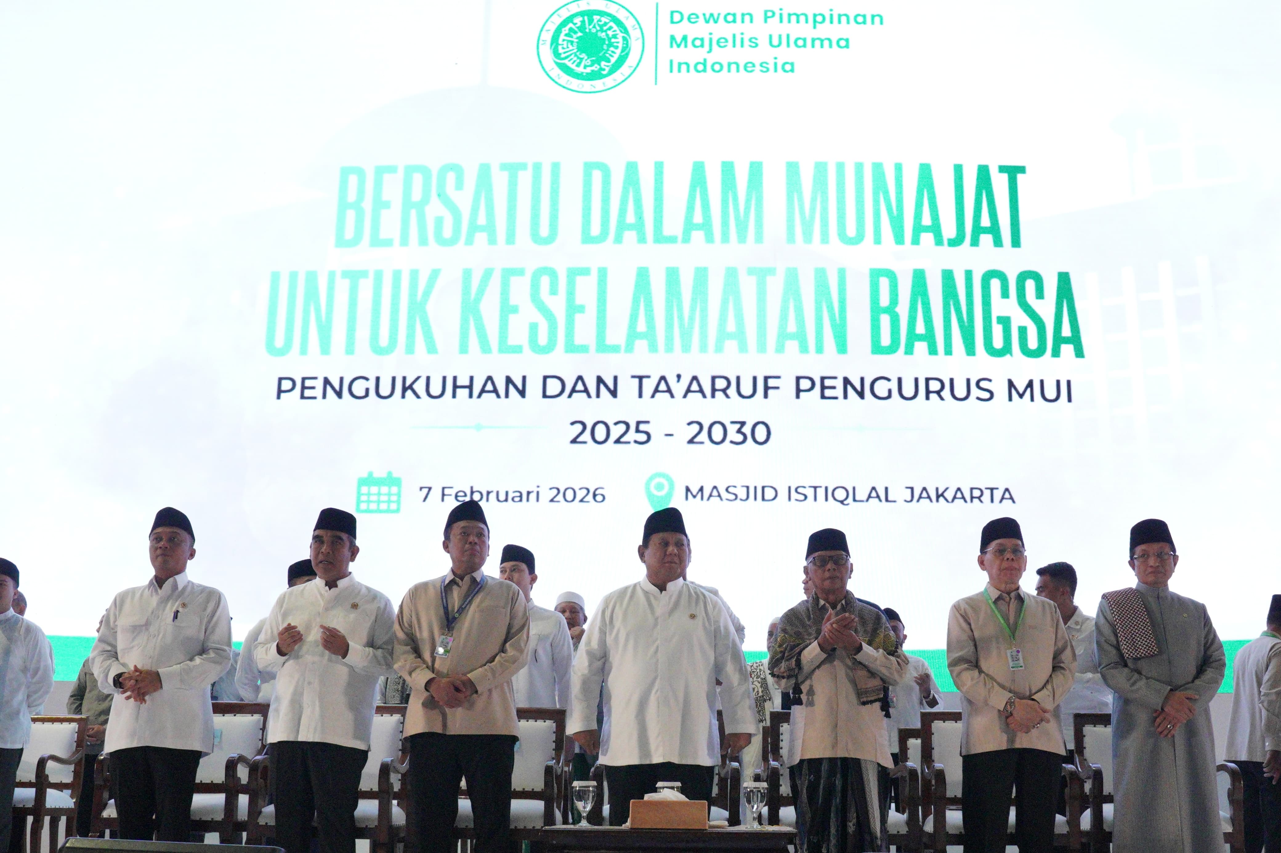 Presiden Prabowo saat menghadiri acara pengukuhan pengurus Majelis Ulama Indonesia (MUI) periode 2025–2030 di Masjid Istiqlal. Foto : Ist