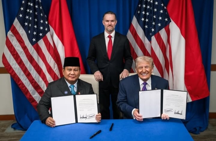 Presiden Prabowo dan Presiden Donald Trump di acara pertemuan Dewan Perdamaian di AS. Foti : Ist
