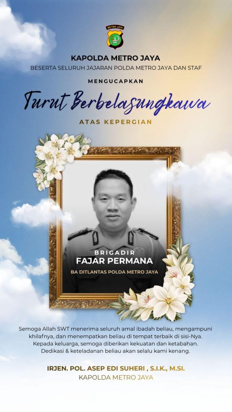 Anggota Polantas Polda Metro Jaya Brigadir Fajar Permana gugur setelah menjalankan tugas pengamanan arus mudik Lebaran 2026. Foto : Ist