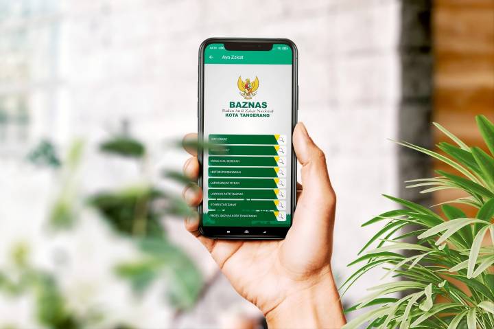 Menu Ayo Zakat di aplikasi pembayaran zakat yang dikelola oleh BAZNAS Kota Tangerang.