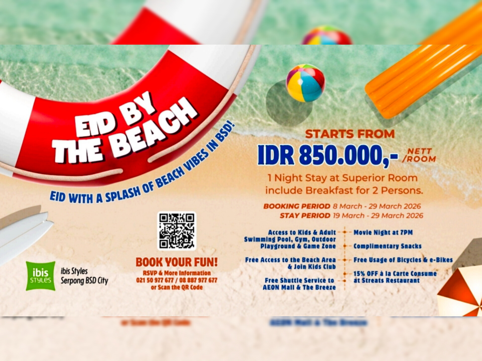 Program spesial “Eid by The Beach” yang di ibis Styles Serpong BSD City. (Ist)