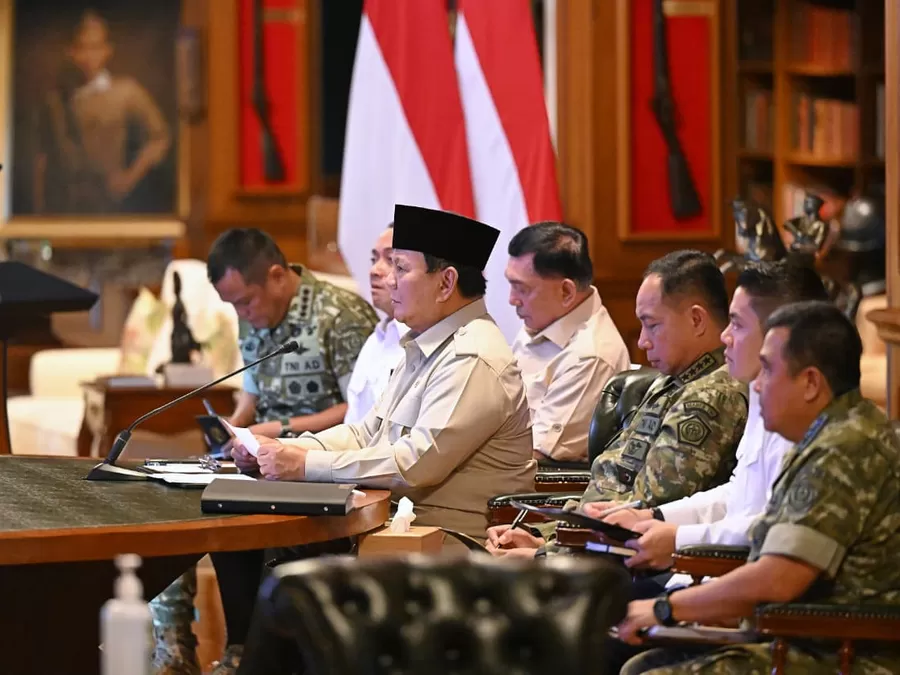 Presiden Prabowo saat meresmikan 218 Jembatsn secara virtual dari Istana Merdeka. Foto : Ist