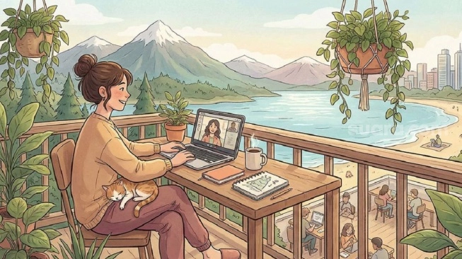 Ilustrasi kerja WFH. Foto : Ist