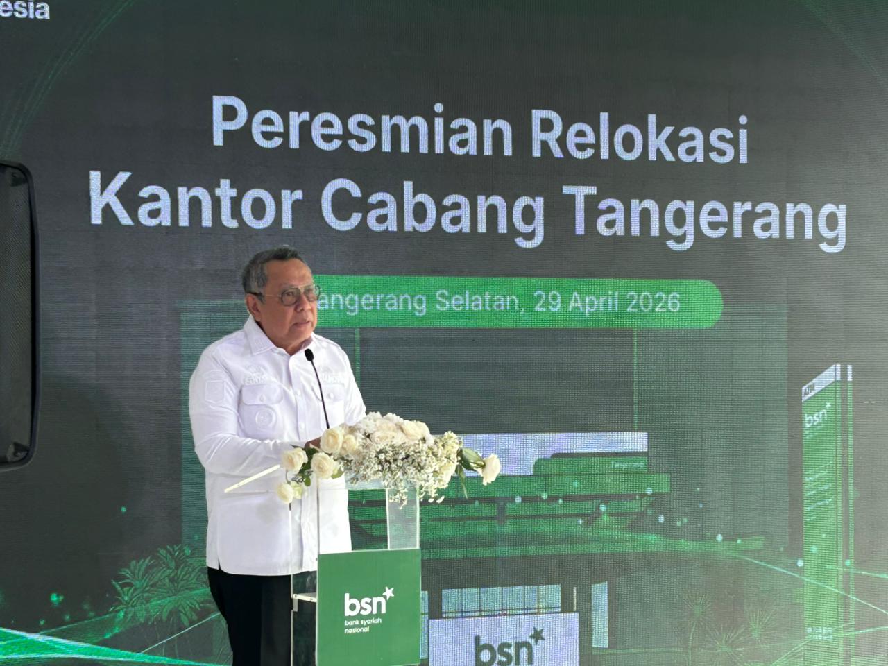 Wali Kota Tangsel, Benyamin Davnie, menyambut positif relokasi Kantor Cabang Tangerang Bank Syariah Nasional (BSN) ke kawasan Pakulonan, Serpong Utara.