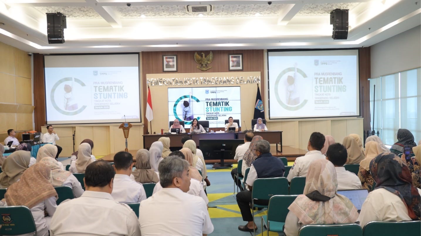 SAMBUTAN. Sekda Tangsel, Bambang Noertjahjo beri sambutan di Pra Musrenbang Tematik Stunting.