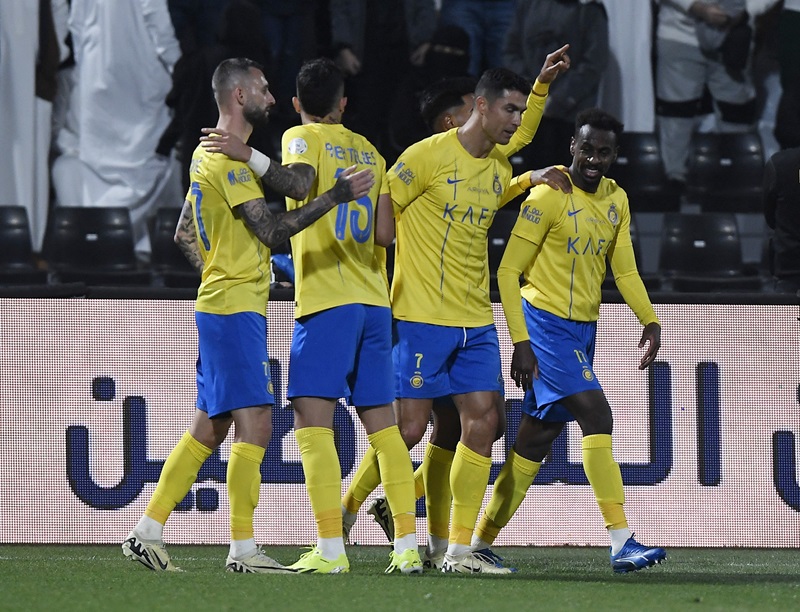 Selebrasi Ronaldo usai menjobol gawang Al Shabab. Foto : Ist