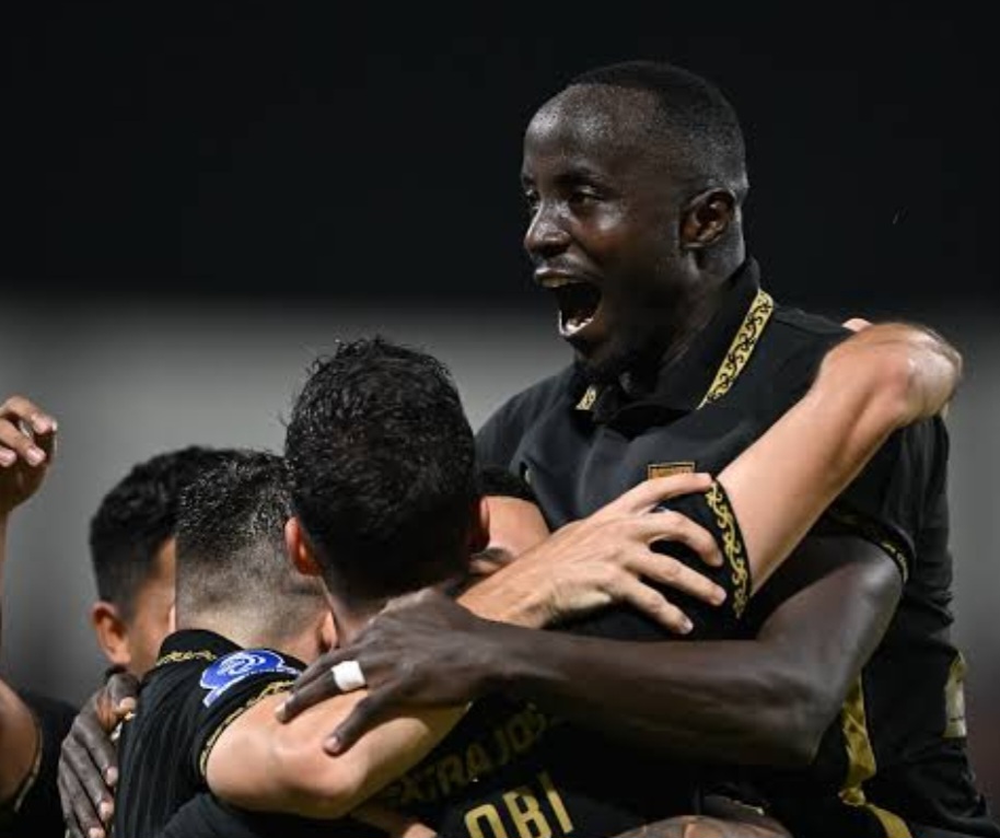 Selebrasi skuad Borneo usai menang 3-2 dari tuan rumah Bali United. Foto : Ist.