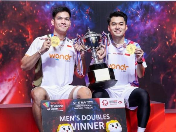 Ganda Indonesia Leo Rolly Carnando dan Daniel Marthin sukses gondol Thailand Open 2026. Foto : Ist