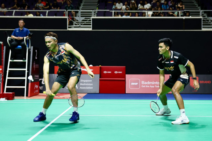 Fajar/Fikri pasangan ganda Indonesia rebut runner up Singapore Open 2026. Foto : Ist