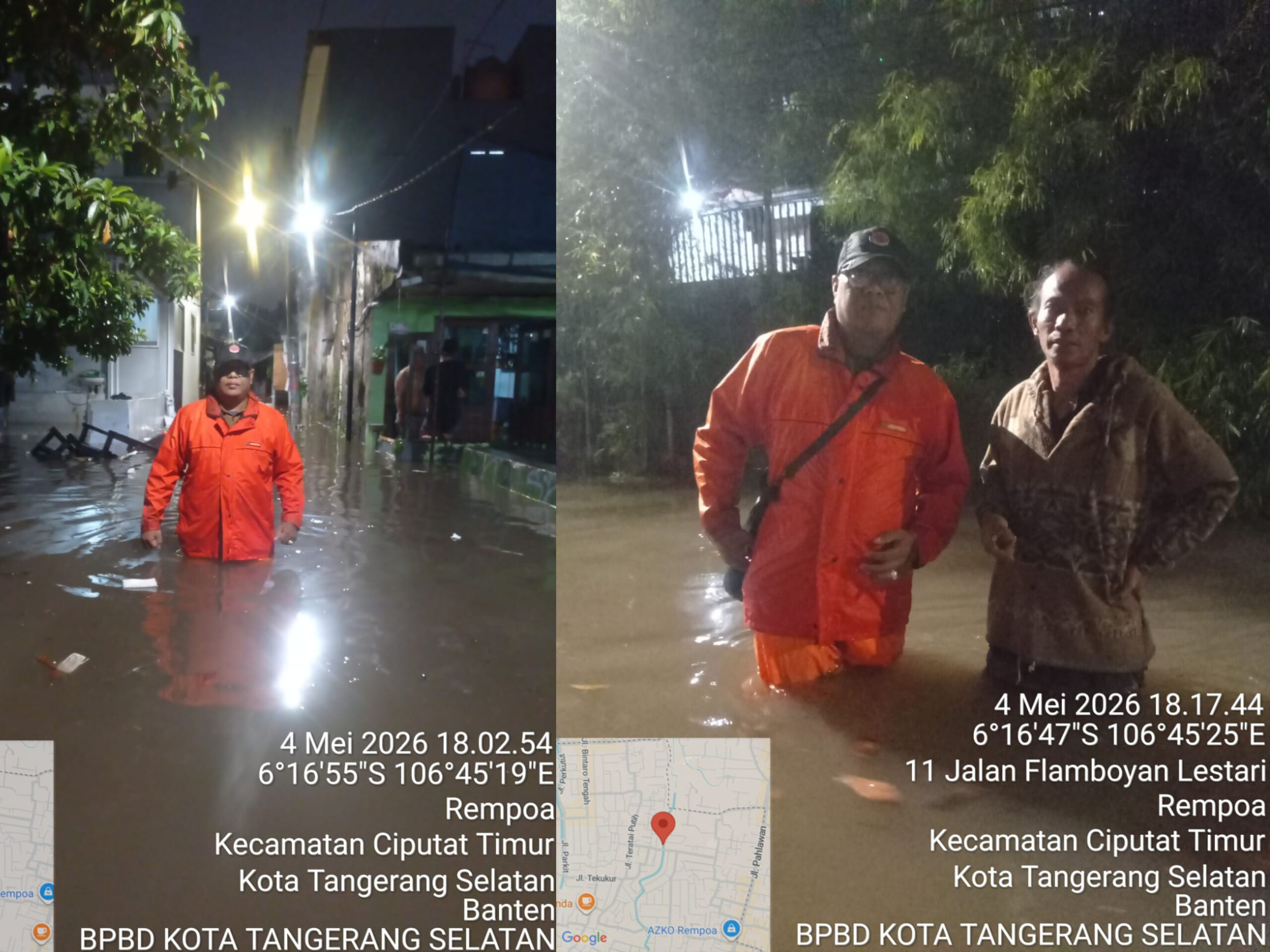 Genangan hingga banjir di sedikitnya 10 titik. Ketinggian muka air (TMA) bervariasi, mulai dari 15 sentimeter hingga mencapai 1 meter. (tangselpos.id/rmn)