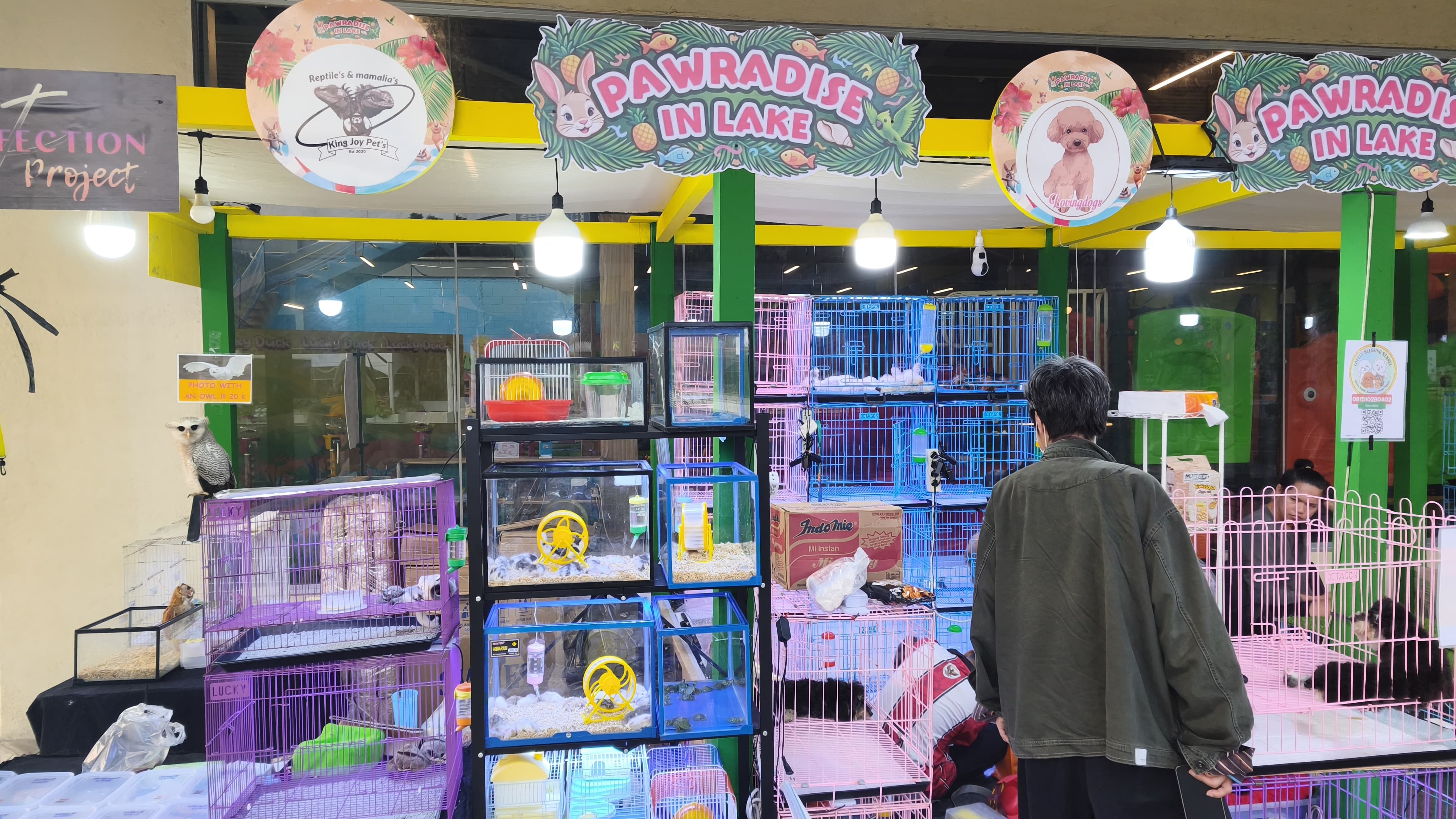 Suasana pet bazaar di acara “Pawradise in Lake” di The Breeze BSD City dengan berbagai jenis hewan peliharaan seperti anjing, kelinci, hingga reptil dipamerkan dan menarik perhatian pengunjung. Foto : Emir MG