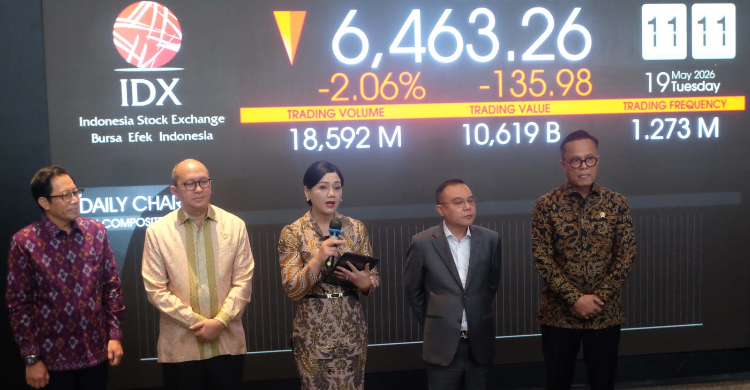 Wakil Ketua DPR RI Sufmi Dasco Ahmad (no 2 dari kanan) saat berada di Gedung BEI. Foto : Ist
