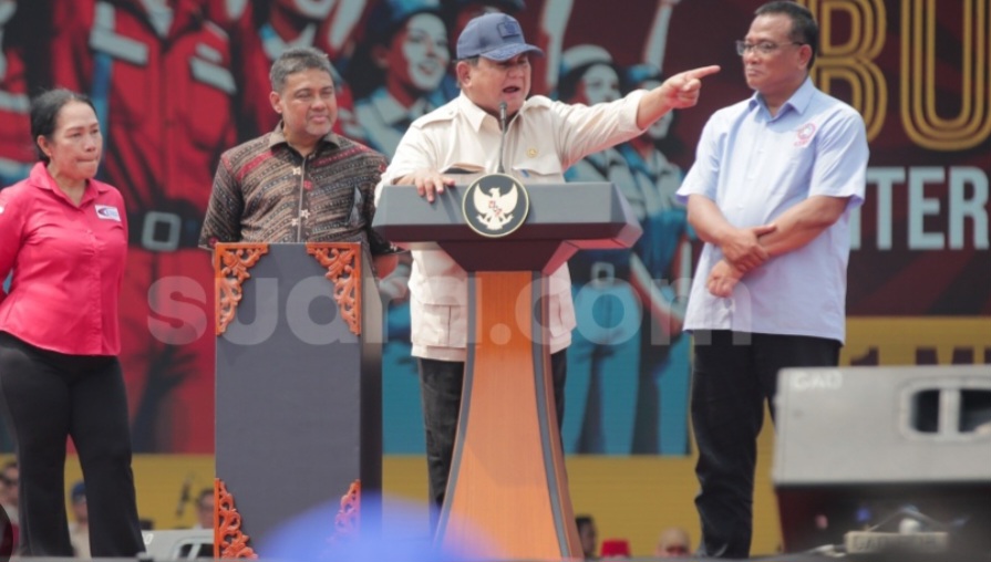 Presiden Prabowo pada acara Hari Buruh 2026 di Monas. Foto : ist