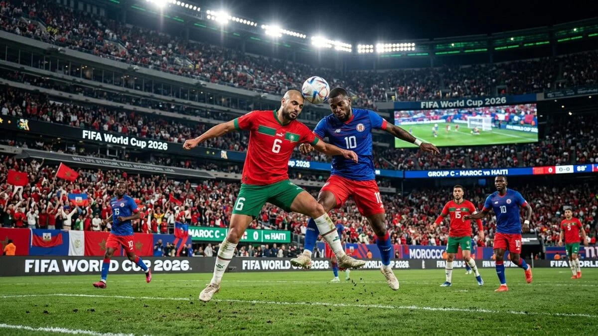 Laga Maroko vs Haiti dimenangkan Maroko 4-2. Foto : Ist