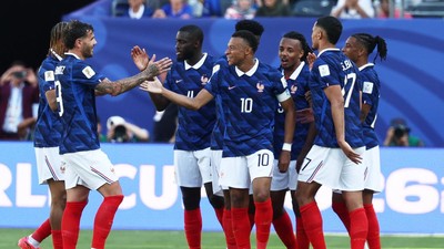 Selebrasi skuad Prancis usai menang 4-1 dari Norwegia. Foto : Ist