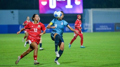 Laga Timnas Putri Indonesia vs Timnas Singapura. Foto : Ist