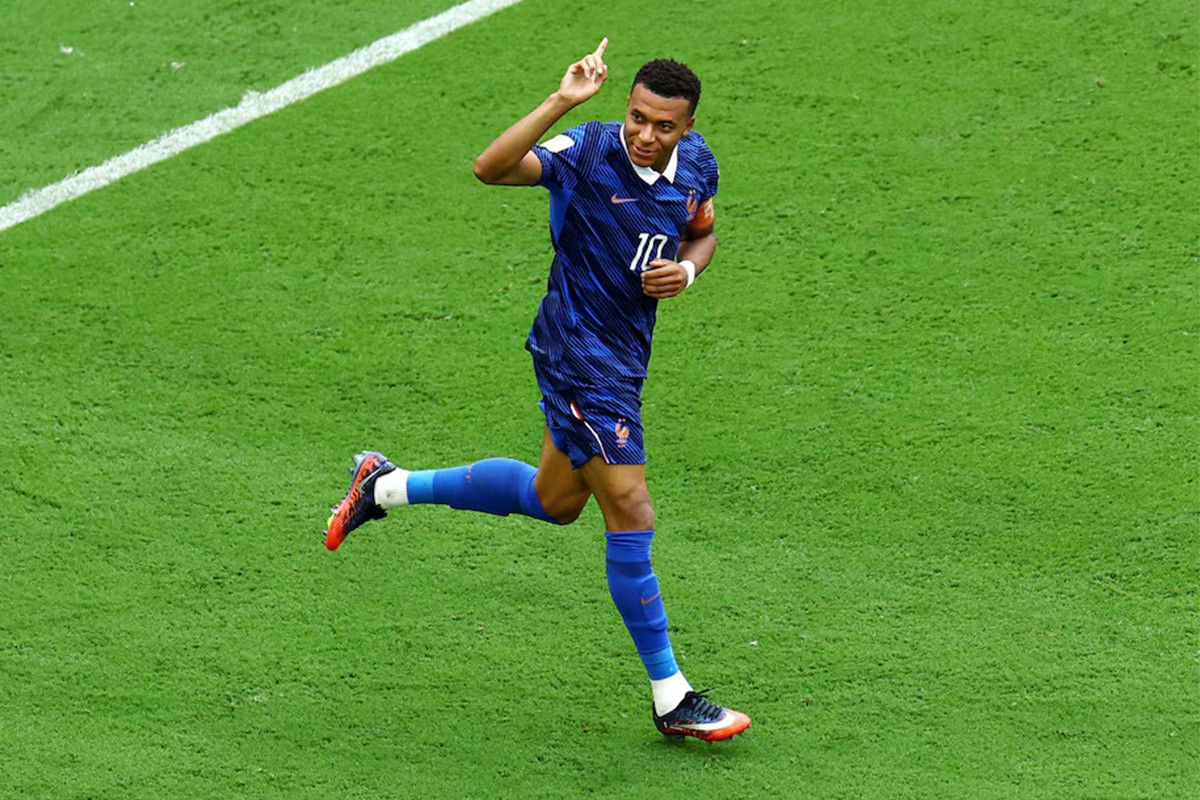 Bintang Prancis Mbappe sementara tercatat calon penerima Sepatu Emas apiala Dunia 2026 denhan mengkoleksi 10 Gol. Foto : Ist
