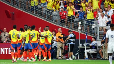 Selebrasi Timnas Kolombia usai menang 1-0 dari Ghana. Foto : Ist