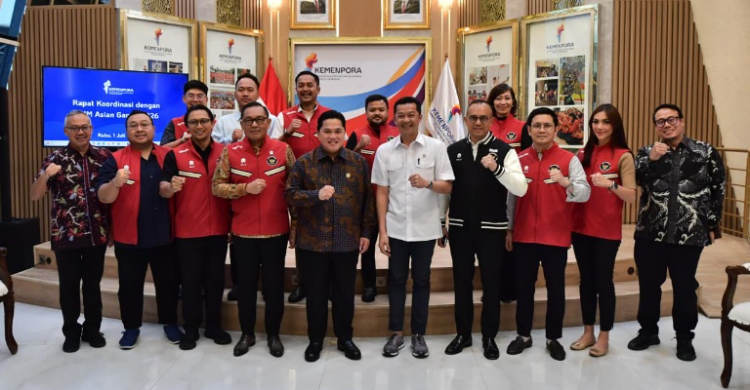 Menpora Erick Thohir usai menerima kunjungan Chef de Mission (CdM) Indonesia untuk Asian Games 2026. Foto : Ist