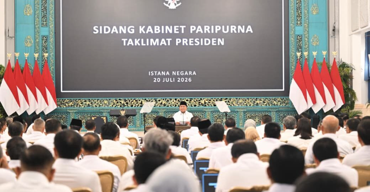 Presiden Prabowo pada acara Sidang Kabinet Parupurnadi Istana Negara, Senin 20 Juli 2026. Foto : Ist