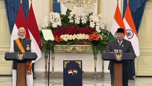 Presiden Prabowo bersama Perdana Menteri India, Narendra Modi Istana Merdeka, Jakarta, Selasa (7/7/2026). Foto : Ist