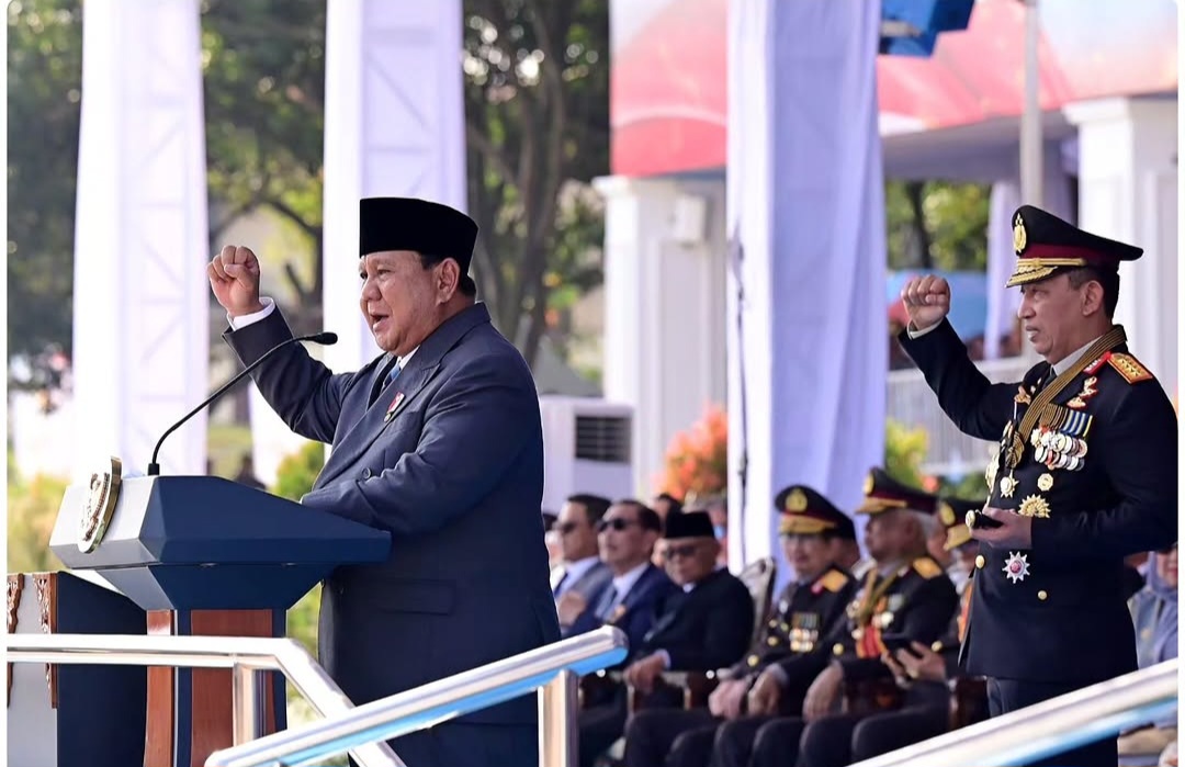Presiden Prabowo pada acara HUT BHAYANGKARA ke 80. Foto : Ist