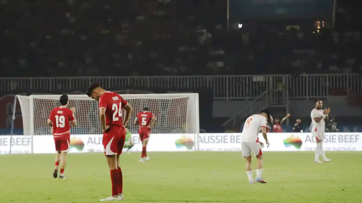 Laga Timnas vs Singapura berakhir 1-1 dan Timnas gagal melaju ke semifinal Piala AFF 2026. Foto : Ist