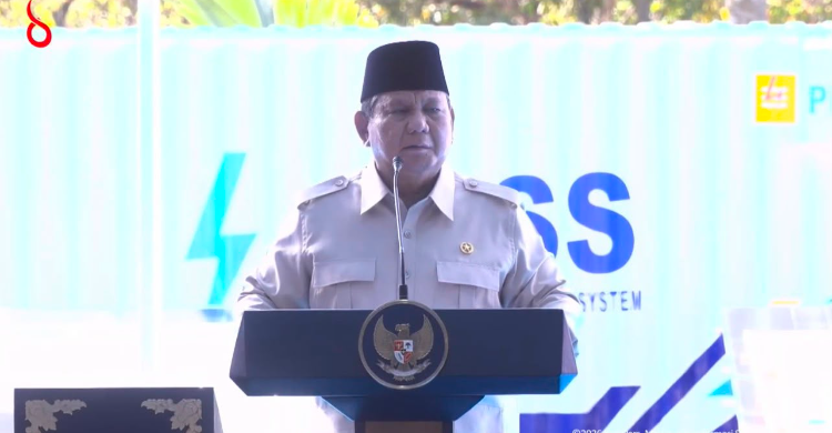 Presiden Prabowo pada acara Launching & Groundbreaking Program Pembangkit Listrik Tenaga Surya (PLTS) 100 GWp di Kabupaten Jembrana, Bali, Selasa (25/8/2026). Foto : Ist