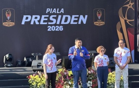 Ketua SC Piala Presiden 2026 Maruarar Sirait saat konferensi pers. Foto : Ist