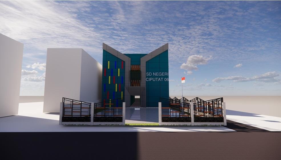 GEDUNG SEKOLAH. Sketsa pembangunan gedung baru SDN Ciputat 06 yang dikerjakan di tahun ini.