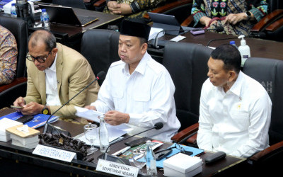 Menteri Agraria dan Tata Ruang/Kepala Badan Pertanahan Nasional (ATR/BPN) Nusron Wahid saat rapat di DPR. Foto : Ist