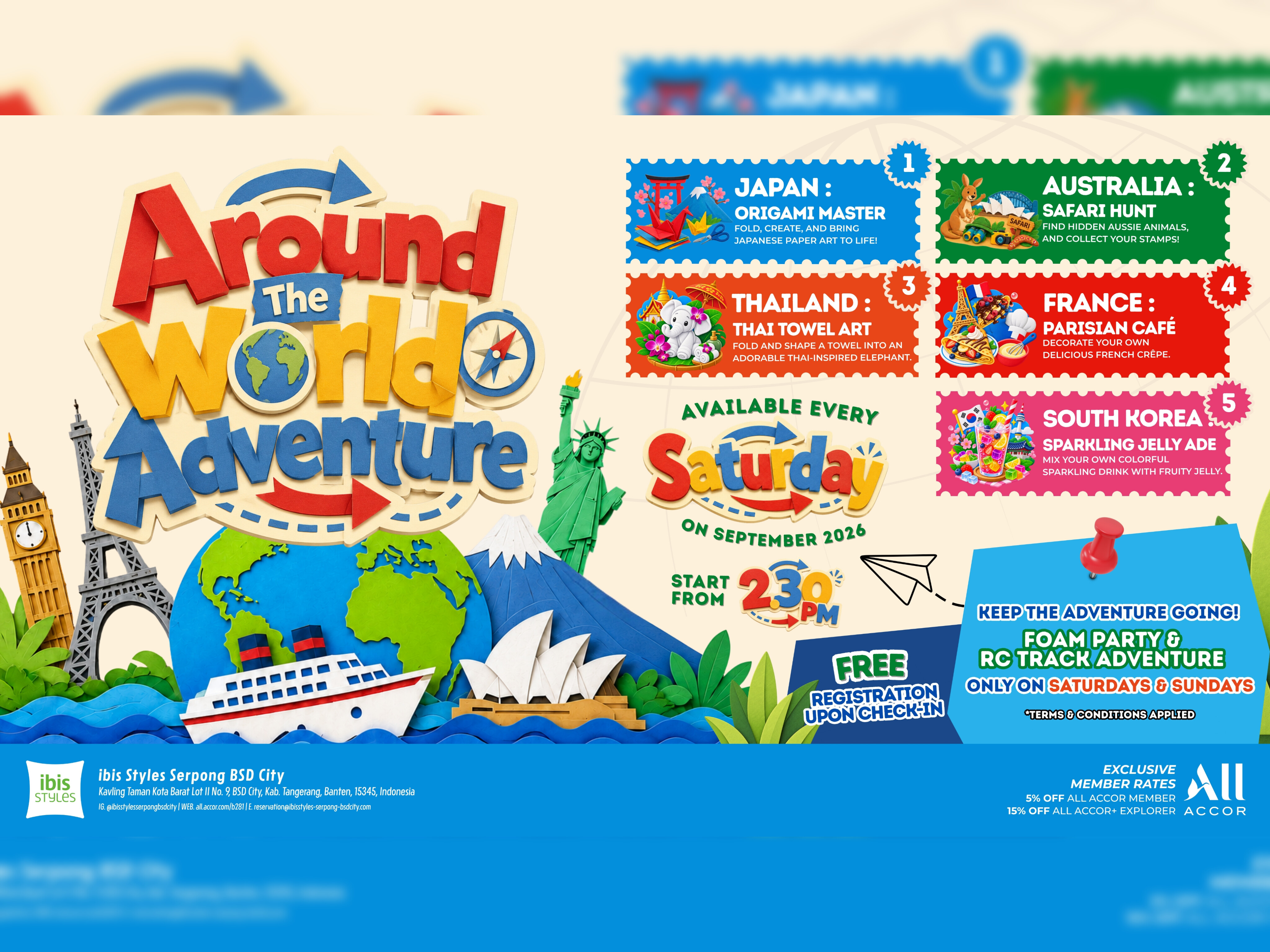 ibis Styles Serpong BSD City menghadirkan pengalaman liburan keluarga bertema edukatif melalui program “Around the World Adventure”. (Dok. Hotel)