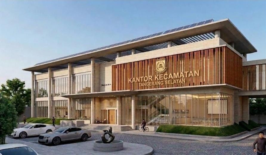 KANTOR KECAMATAN. Tampak megah desain kawasan Kantor Kecamatan Serpong dan Kelurahan Rawa Buntu yang baru.