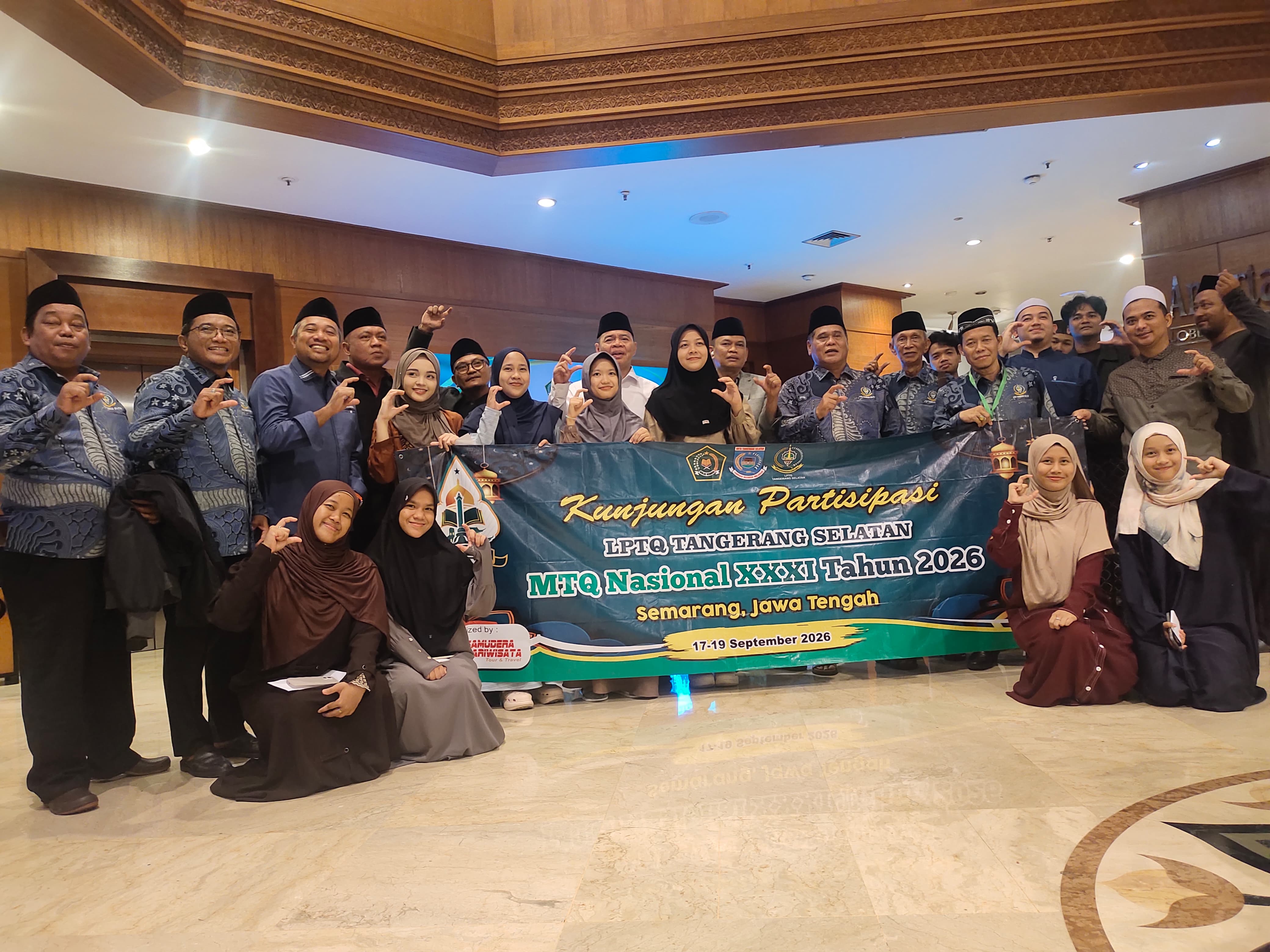 Para pengurus LPTQ Tangsel kunjungi Sekretariat Kafilah Banten pada MTQ Nasional XXXI di Semarang, Kamis (17/09/2026).(Foto: dok/LPTQ).