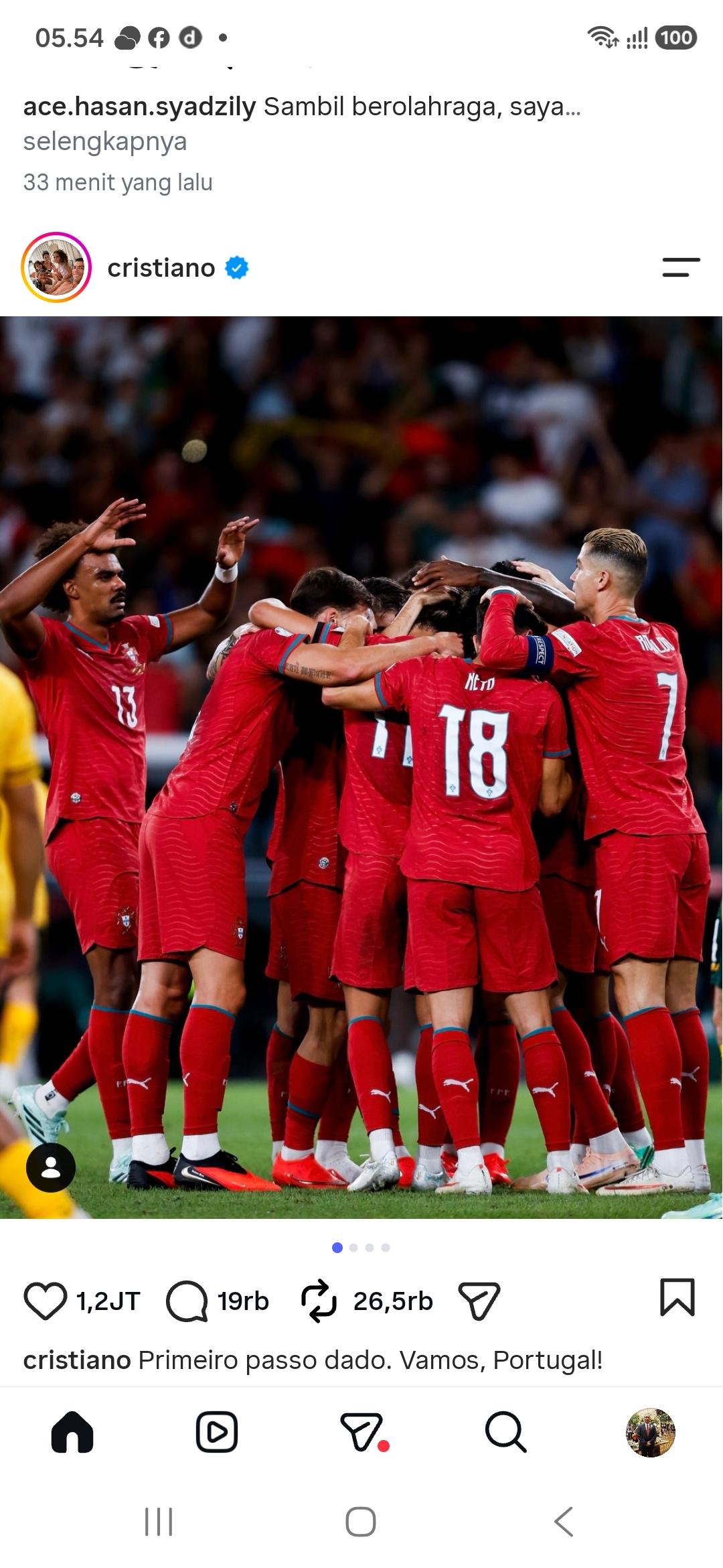 Ronaldo cs sukses tundukkan Wales 1-0. Foto : Ist