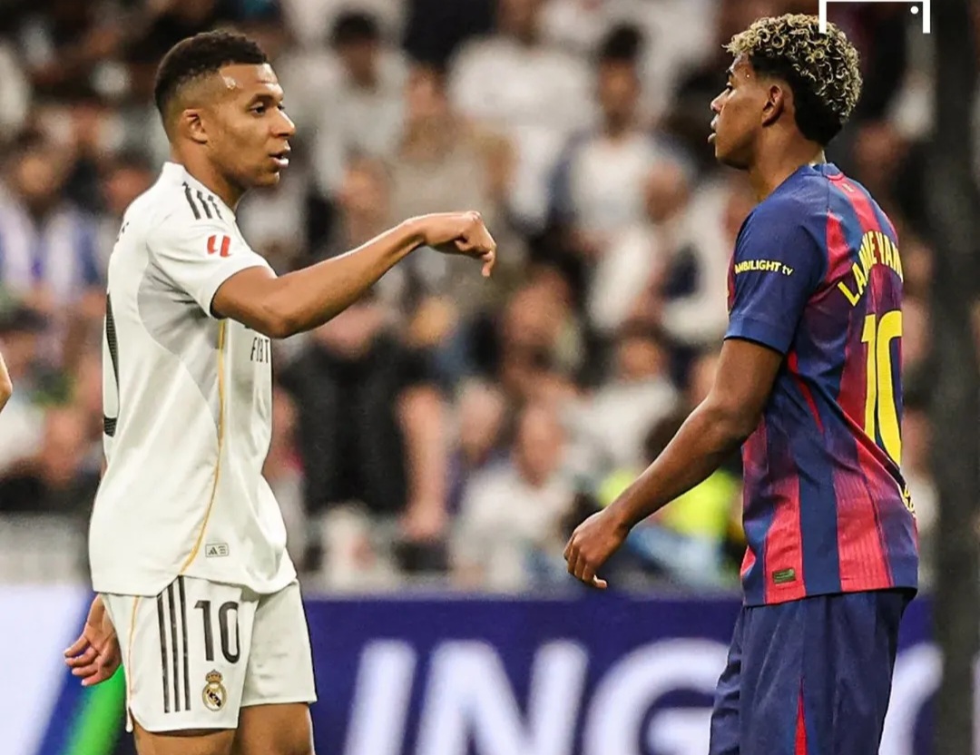 Bintang Madrid Mbappe dan bintang Barca Lamine Yamal. Foto : Ist