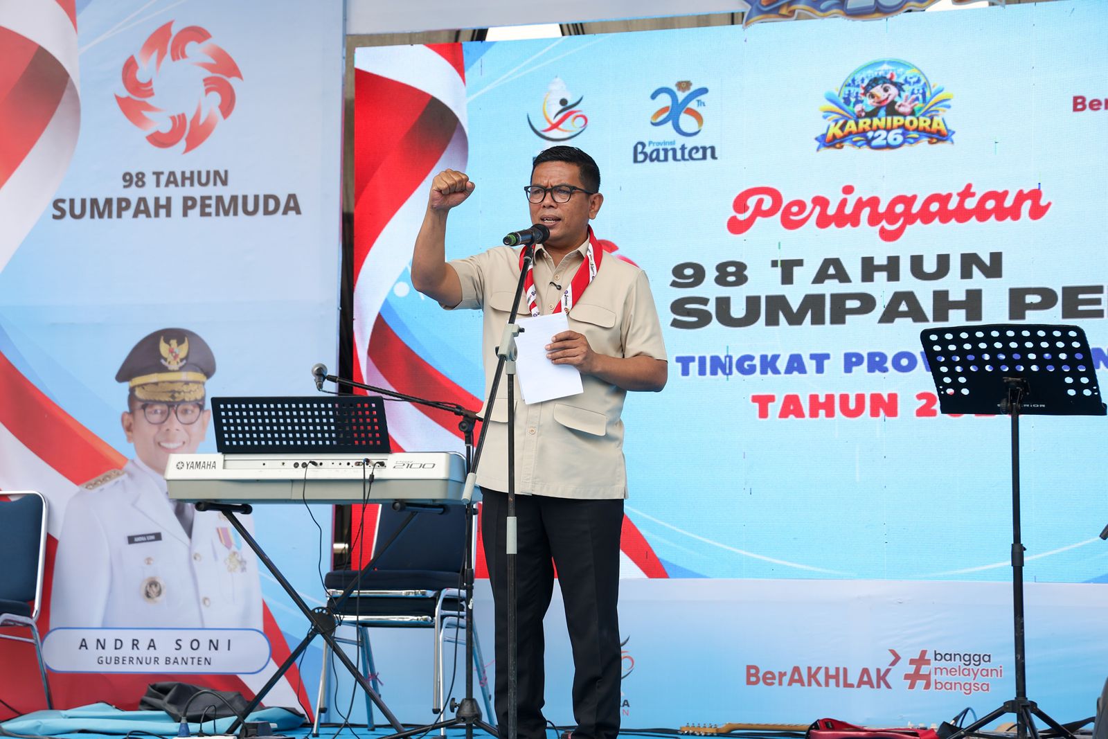 Gubernur Andra Soni pada acara Hari Sumpah Pemuda ke-98 tingkat Provinsi Banten. Foto : Humas Pemprov