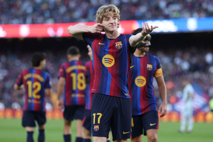 Selebrasi skuad Barca usai bekuk Getafe 3-0. Foto : Ist