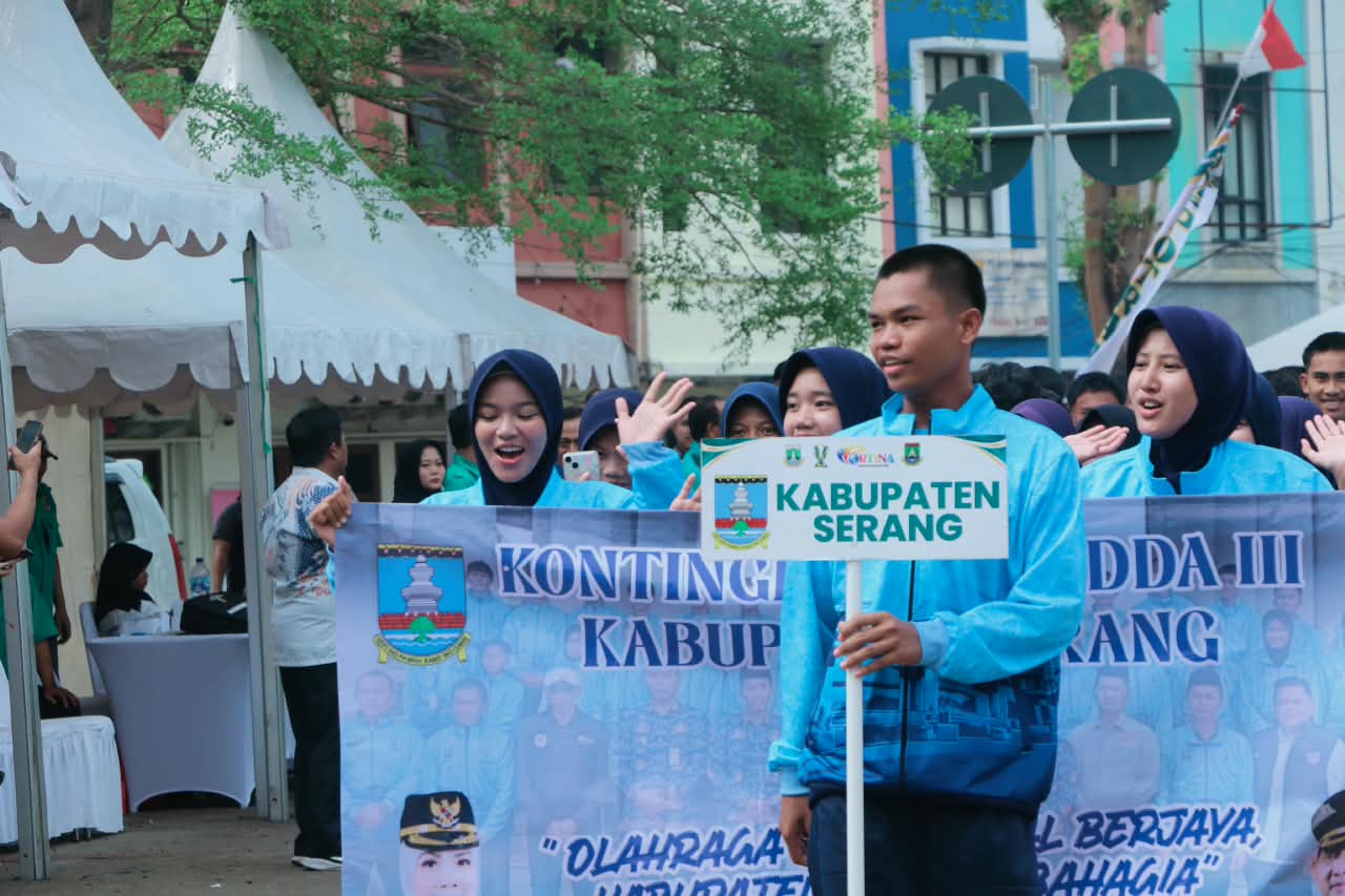 POTRADDA. Kepala Disporapar Kabupaten Serang Anas Dwi Satya Prasadya di sela mendampingi atlet asal Kabupaten Serang pada POTRADDA III Banten 2026 yang digelar Dinas Kepemudaan dan Olahraga (Dispora) Banten di Lapangan Green Hotel Kecamatan Cibeber, Kota Cilegon, Kamis (29/10). HUMAS PEMKAB SERANG